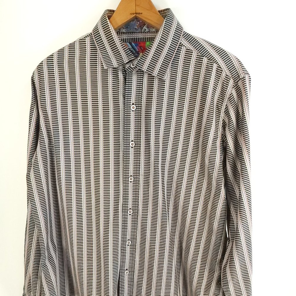 Robert Graham Shirt Men's Large Classic Fit Multicolor Stripes Button Front - Picture 1 of 12
